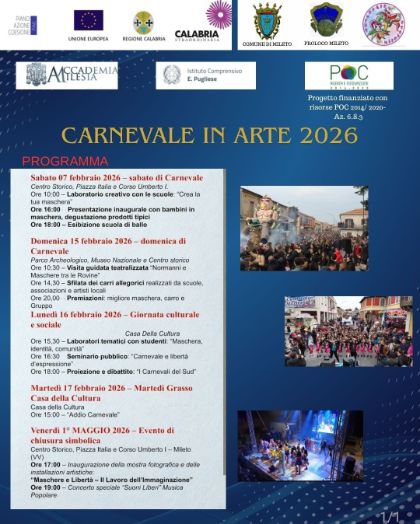 MILETO: CARNEVALE IN ARTE 2026