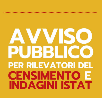 AVVISO SELEZIONE PUBBLICA PER SOLI TITOLI FINALIZZATA ALLA FORMAZIONE GRADUATORIA DI RILEVATORI PER IL CENSIMENTO PERMANENTE