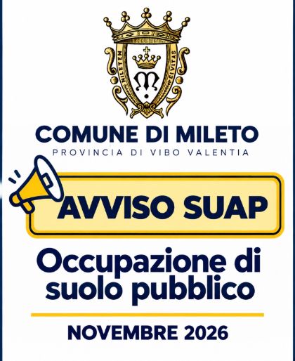 AVVISO PER L' OCCUPAZIONE SUOLO PUBBLICO 1 E 8 NOVEMBRE 2026 - INCONTRI RELIGIOSI 